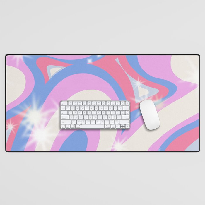 Groovy retro swirls purple Desk Mat Gallery Image 1