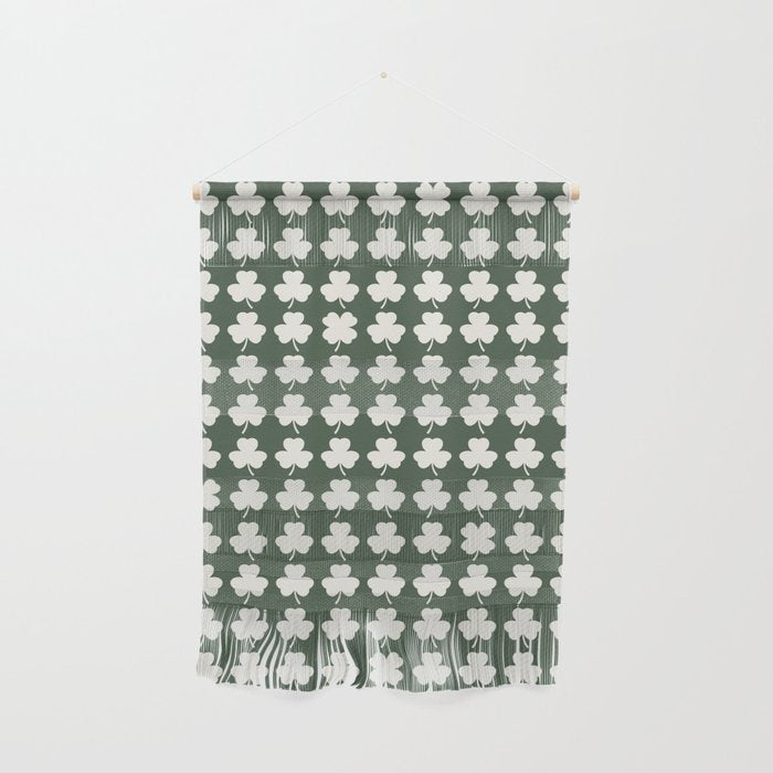 Clovers XXXIX Dark Green Botanical Pattern Wall Hanging Gallery Image 1