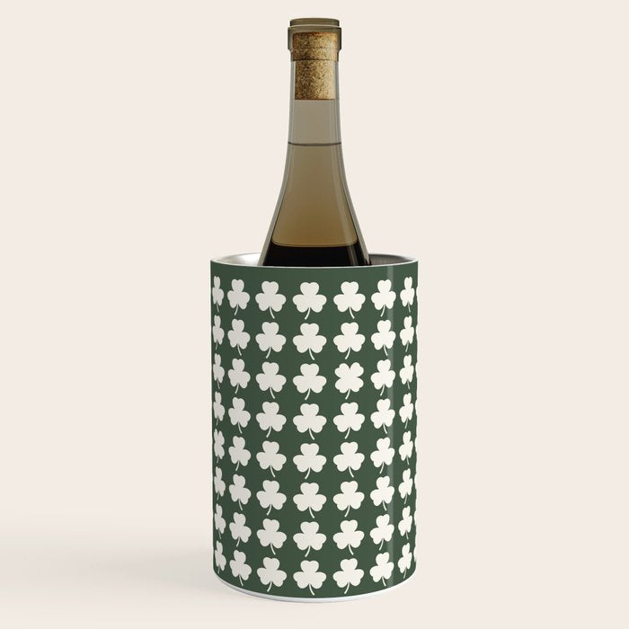 Clovers XXXIX Dark Green Botanical Pattern Wine Chiller Gallery Image 3