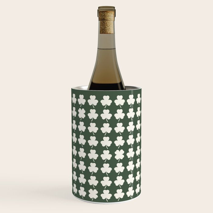 Clovers XXXIX Dark Green Botanical Pattern Wine Chiller Gallery Image 1