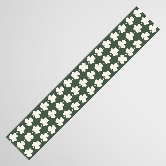 Clovers XXXIX Dark Green Botanical Pattern Table Runner Gallery Image 3