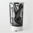 Head over heels stockings and lace high heel female model portrait black and white photograph - photography - photographs Travel Mug Gallery Image 1