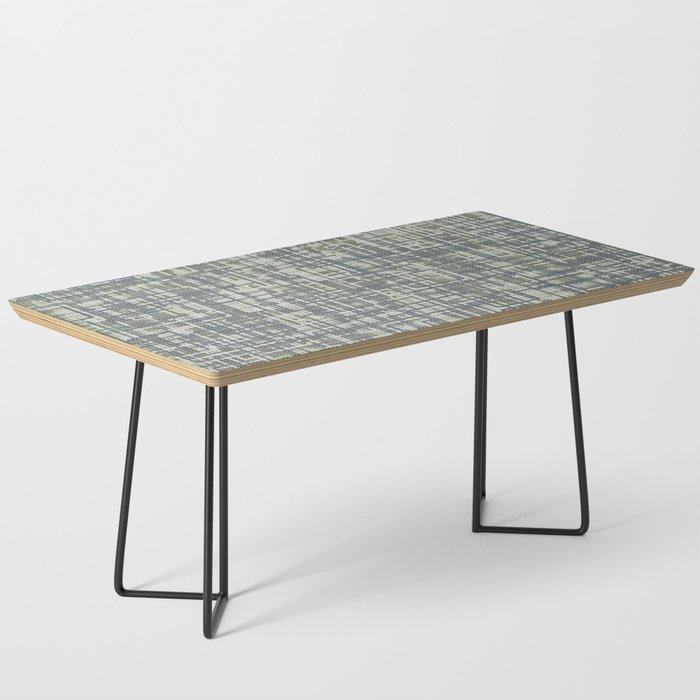 Mid Century Modern Woven Circuit Pattern in Sage Green and Blue Gray Coffee Table Gallery Image 1