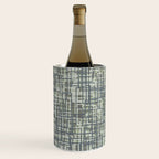 Mid Century Modern Woven Circuit Pattern in Sage Green and Blue Gray Wine Chiller Gallery Image 1