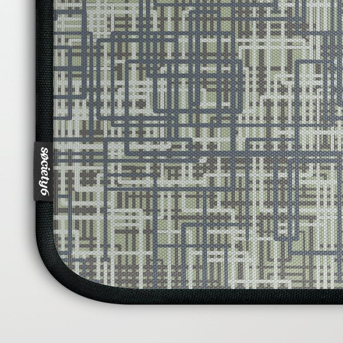 Mid Century Modern Woven Circuit Pattern in Sage Green and Blue Gray Laptop Sleeve Gallery Image 3