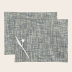 Mid Century Modern Woven Circuit Pattern in Sage Green and Blue Gray Placemat Gallery Image 1