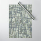 Mid Century Modern Woven Circuit Pattern in Sage Green and Blue Gray Wrapping Paper Gallery Image 1
