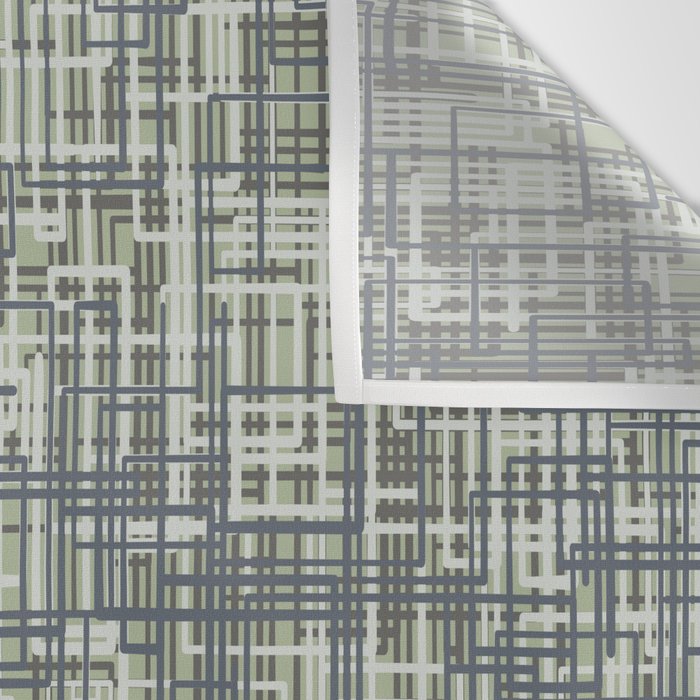 Mid Century Modern Woven Circuit Pattern in Sage Green and Blue Gray Wall Tapestry Gallery Image 3