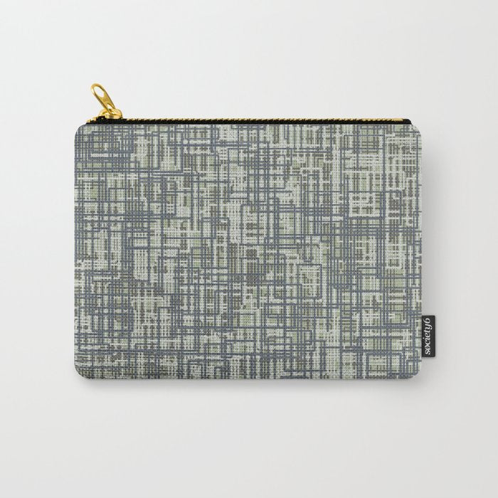 Mid Century Modern Woven Circuit Pattern in Sage Green and Blue Gray Carry All Pouch Gallery Image 1