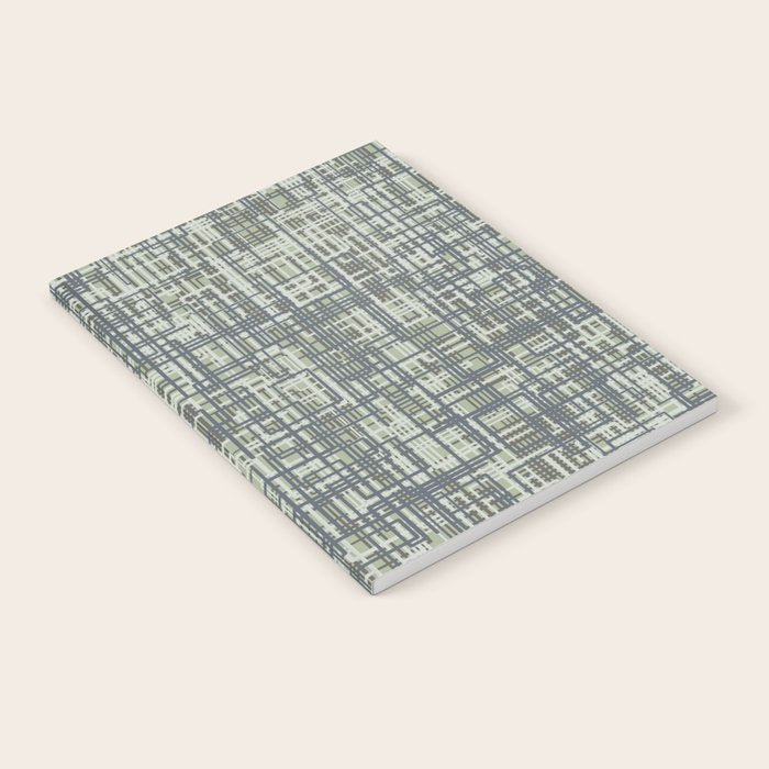 Mid Century Modern Woven Circuit Pattern in Sage Green and Blue Gray Notebook Gallery Image 2