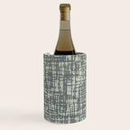 Mid Century Modern Woven Circuit Pattern in Sage Green and Blue Gray Wine Chiller Gallery Image 2