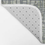 Mid Century Modern Woven Circuit Pattern in Sage Green and Blue Gray Bath Mat Gallery Image 2