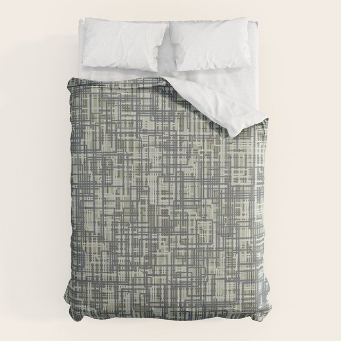 Mid Century Modern Woven Circuit Pattern in Sage Green and Blue Gray Comforter Gallery Image 6