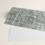 Mid Century Modern Woven Circuit Pattern in Sage Green and Blue Gray Wrapping Paper Gallery Image 2