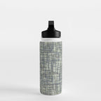 Mid Century Modern Woven Circuit Pattern in Sage Green and Blue Gray Water Bottle Gallery Image 3