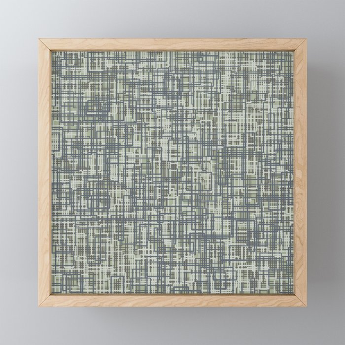 Mid Century Modern Woven Circuit Pattern in Sage Green and Blue Gray Mini Art Print Gallery Image 1