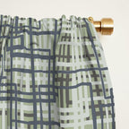 Mid Century Modern Woven Circuit Pattern in Sage Green and Blue Gray Window Curtain Gallery Image 2