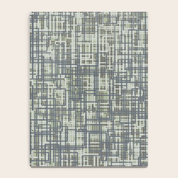 Mid Century Modern Woven Circuit Pattern in Sage Green and Blue Gray Notebook Gallery Image 4