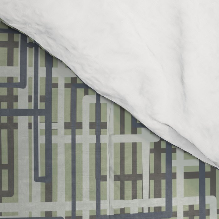 Mid Century Modern Woven Circuit Pattern in Sage Green and Blue Gray Comforter Gallery Image 4
