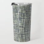 Mid Century Modern Woven Circuit Pattern in Sage Green and Blue Gray Travel Mug Gallery Image 3