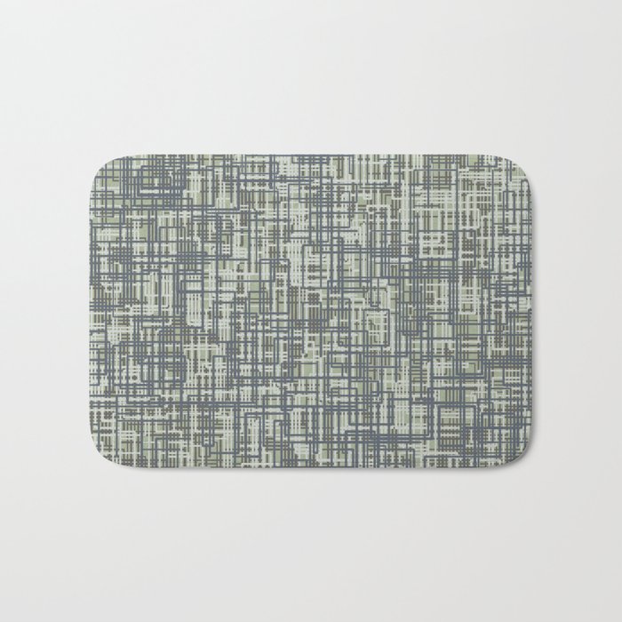 Mid Century Modern Woven Circuit Pattern in Sage Green and Blue Gray Bath Mat Gallery Image 1