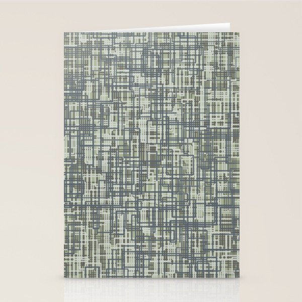 Mid Century Modern Woven Circuit Pattern in Sage Green and Blue Gray Stationery Card Gallery Image 2