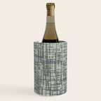 Mid Century Modern Woven Circuit Pattern in Sage Green and Blue Gray Wine Chiller Gallery Image 3
