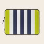 Modern Classy Navy Blue Lime Green STRIPES Laptop Sleeve Gallery Image 1