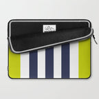 Modern Classy Navy Blue Lime Green STRIPES Laptop Sleeve Gallery Image 2