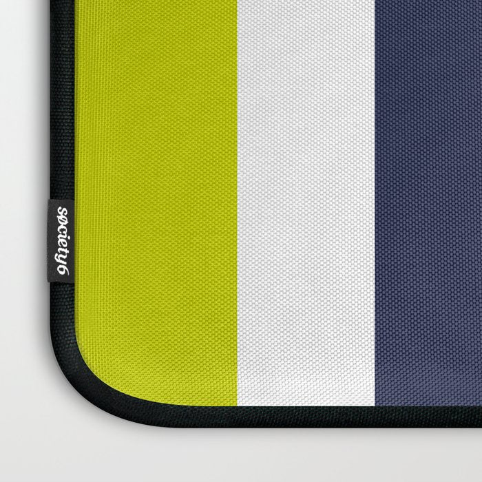 Modern Classy Navy Blue Lime Green STRIPES Laptop Sleeve Gallery Image 3