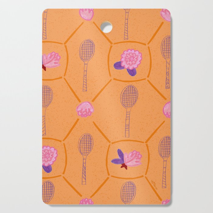 Tennis Rackets & Roses in Peach & Orange Cutting Board Gallery Image 1