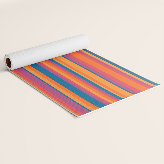 Classic Stripes III - Retro Rainbow  Yoga Mat Gallery Image 2