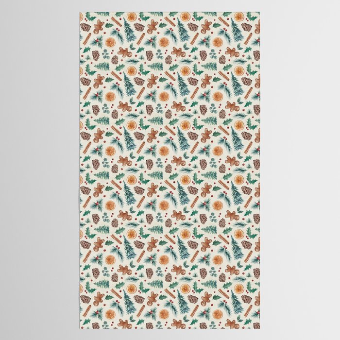 Farm house Christmas Burlap Tablecloth Gallery Image 2