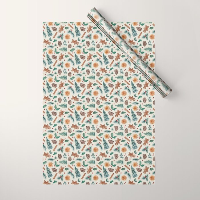 Farm house Christmas Burlap Wrapping Paper Gallery Image 1