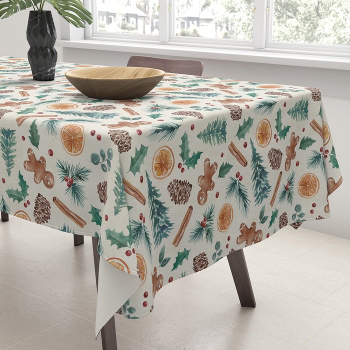 Farm house Christmas Burlap Tablecloth Gallery Image 3