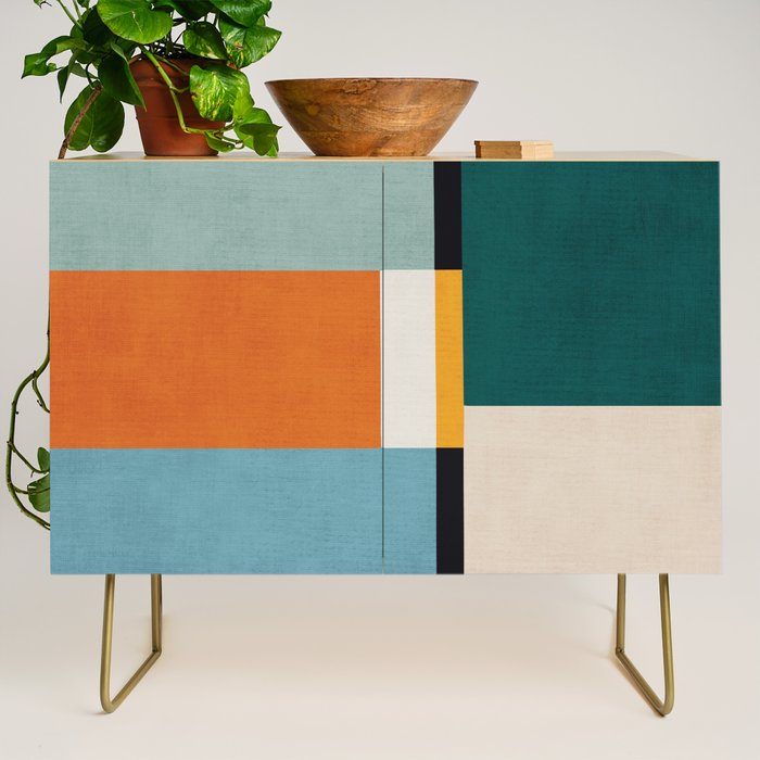Modern Geometric Minimalist Abstract Artwork Credenza Gallery Image 1