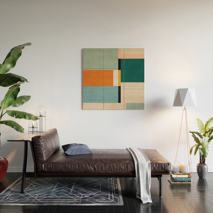 Modern Geometric Minimalist Abstract Artwork Wood Wall Art Gallery Image 2