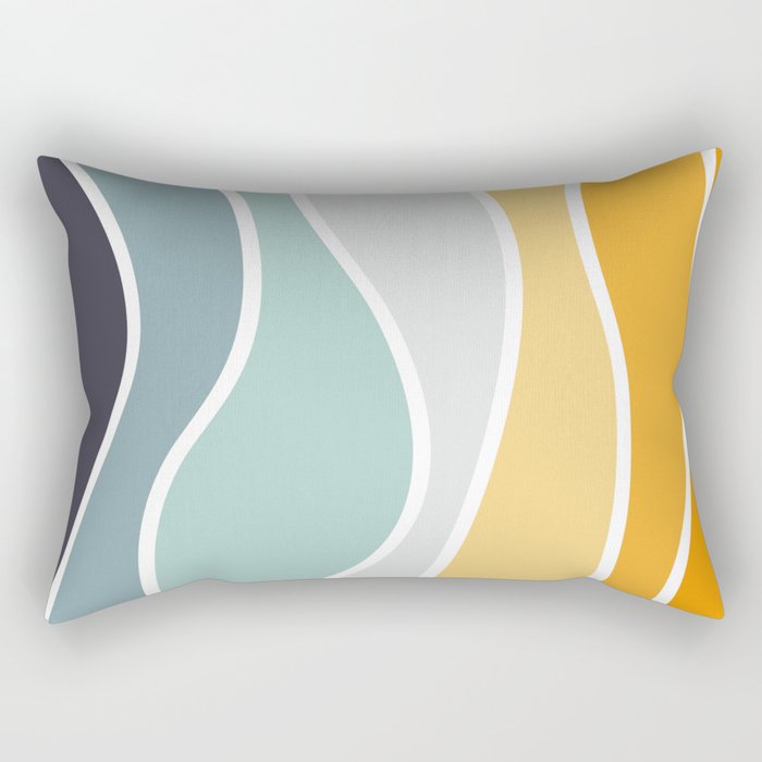 Colorful summery retro style waves Rectangular Pillow Gallery Image 2