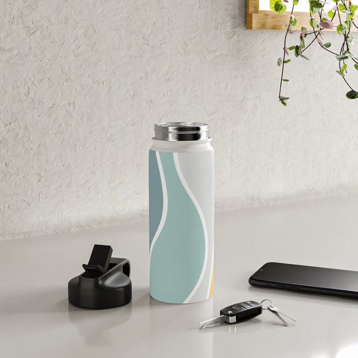 Colorful summery retro style waves Water Bottle Gallery Image 4