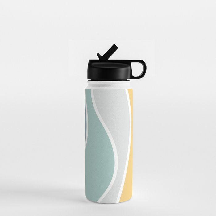 Colorful summery retro style waves Water Bottle Gallery Image 1