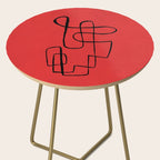 Minimalist Minimal Line Drawing Line Art Maze Red Painting Mid Century Modern Cool Retro Funky Trendy Side Table Gallery Image 2