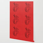 Minimalist Minimal Line Drawing Line Art Maze Red Painting Mid Century Modern Cool Retro Funky Trendy Wallpaper Gallery Image 2