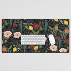 Botanical and Black Cats Desk Mat Gallery Image 1