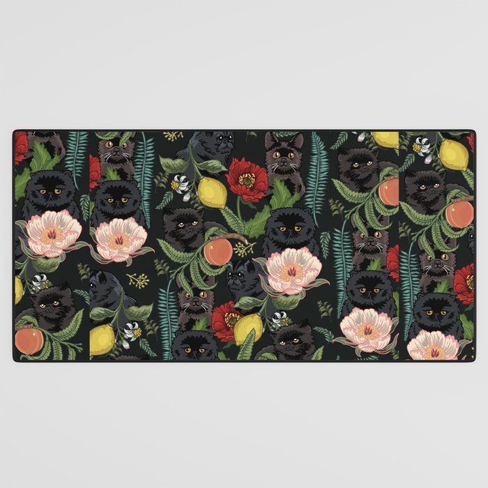 Botanical and Black Cats Desk Mat Gallery Image 3