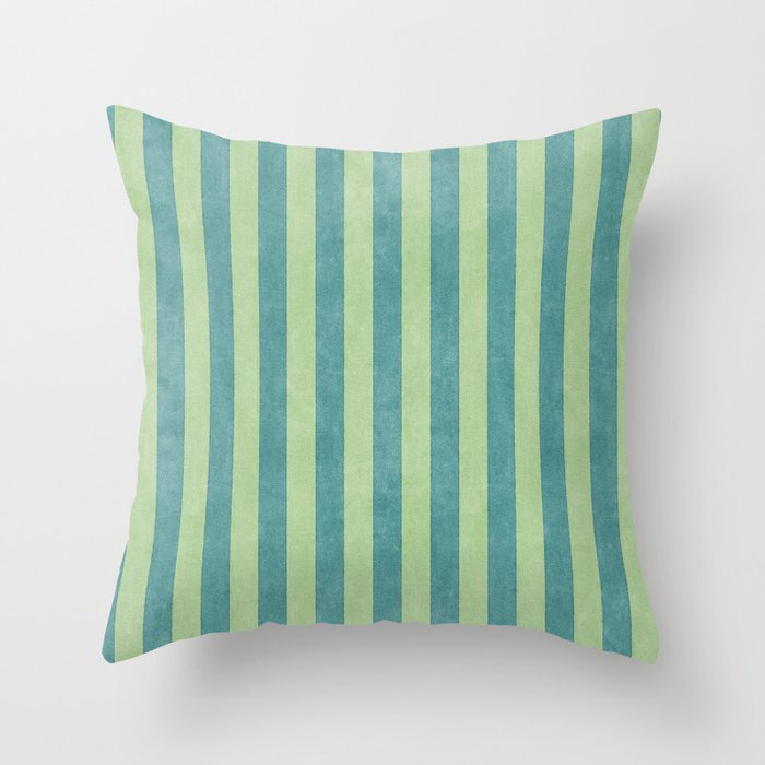 STRIPES - 005 - teal and green Throw Pillow Gallery Image 1