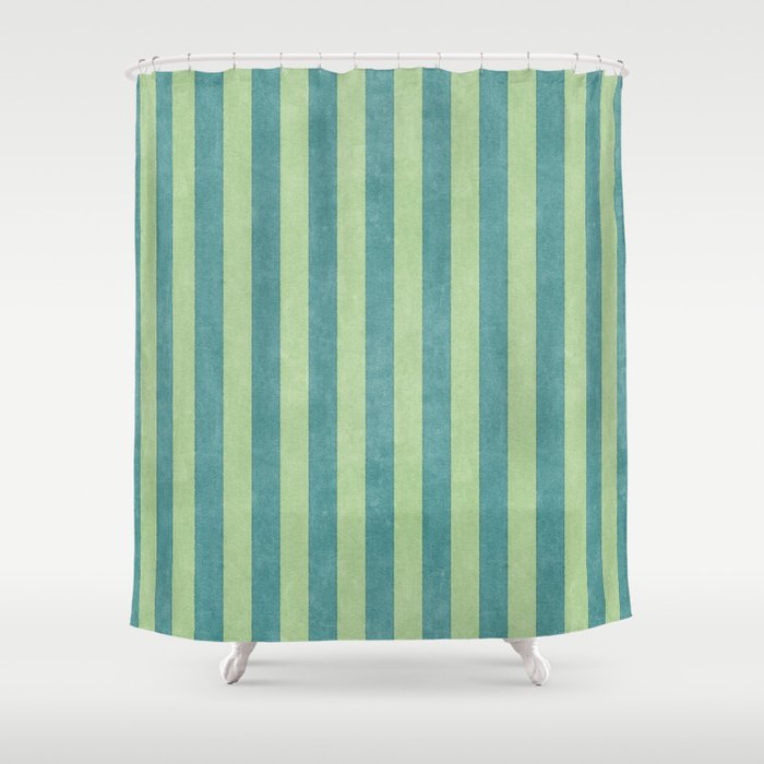 STRIPES - 005 - teal and green Shower Curtain Gallery Image 1