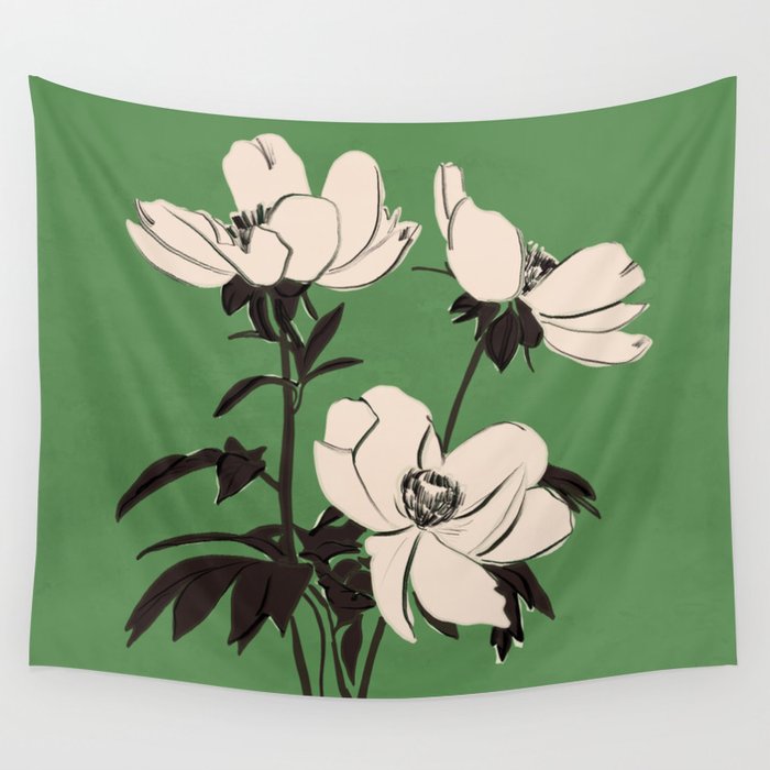 Modern Art Flowers 19 Wall Tapestry Gallery Image 1