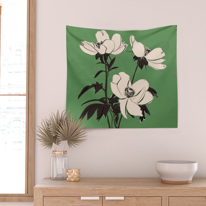 Modern Art Flowers 19 Wall Tapestry Gallery Image 2