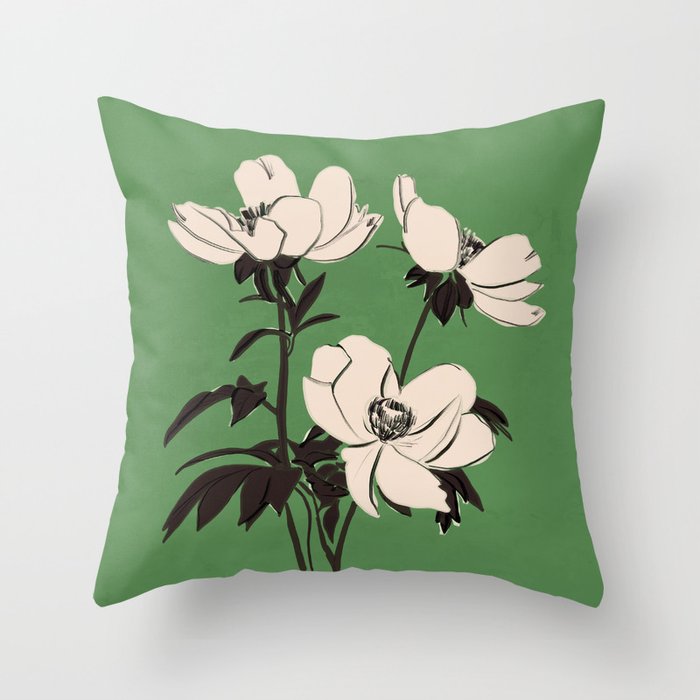 Modern Art Flowers 19 Throw Pillow Gallery Image 1