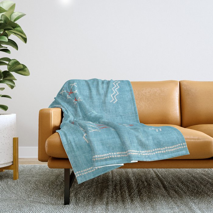 Casablanca Aqua Kilim Throw Blanket Gallery Image 1